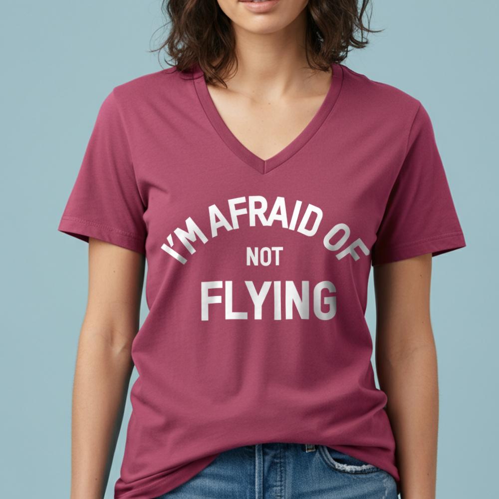 Afraid Flying - Women's V-Neck T-Shirt