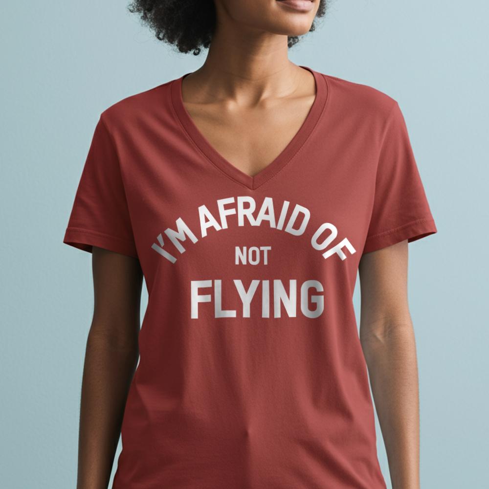 Afraid Flying - Women's V-Neck T-Shirt