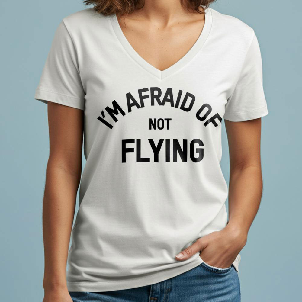 Afraid Flying - Women's V-Neck T-Shirt