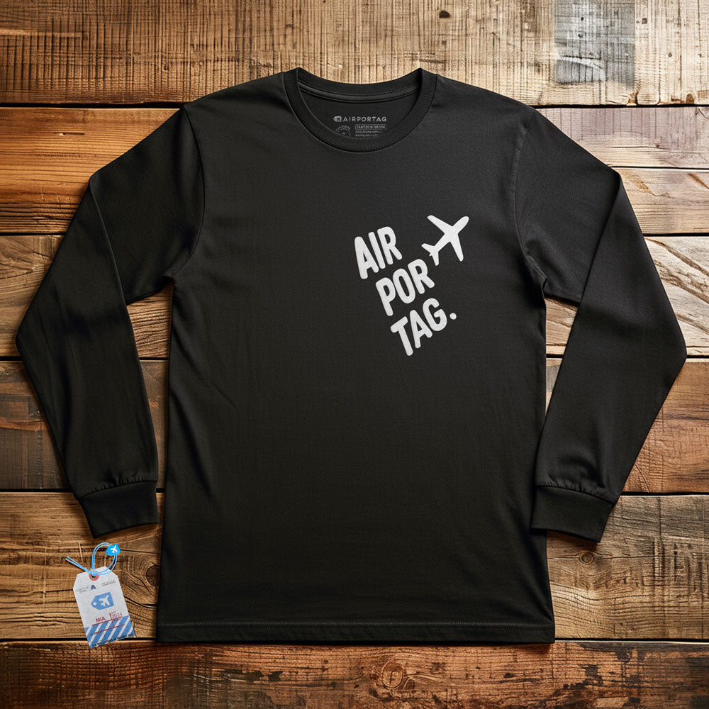 Airportag Plane Handmade Lettering - Long Sleeve T-Shirt