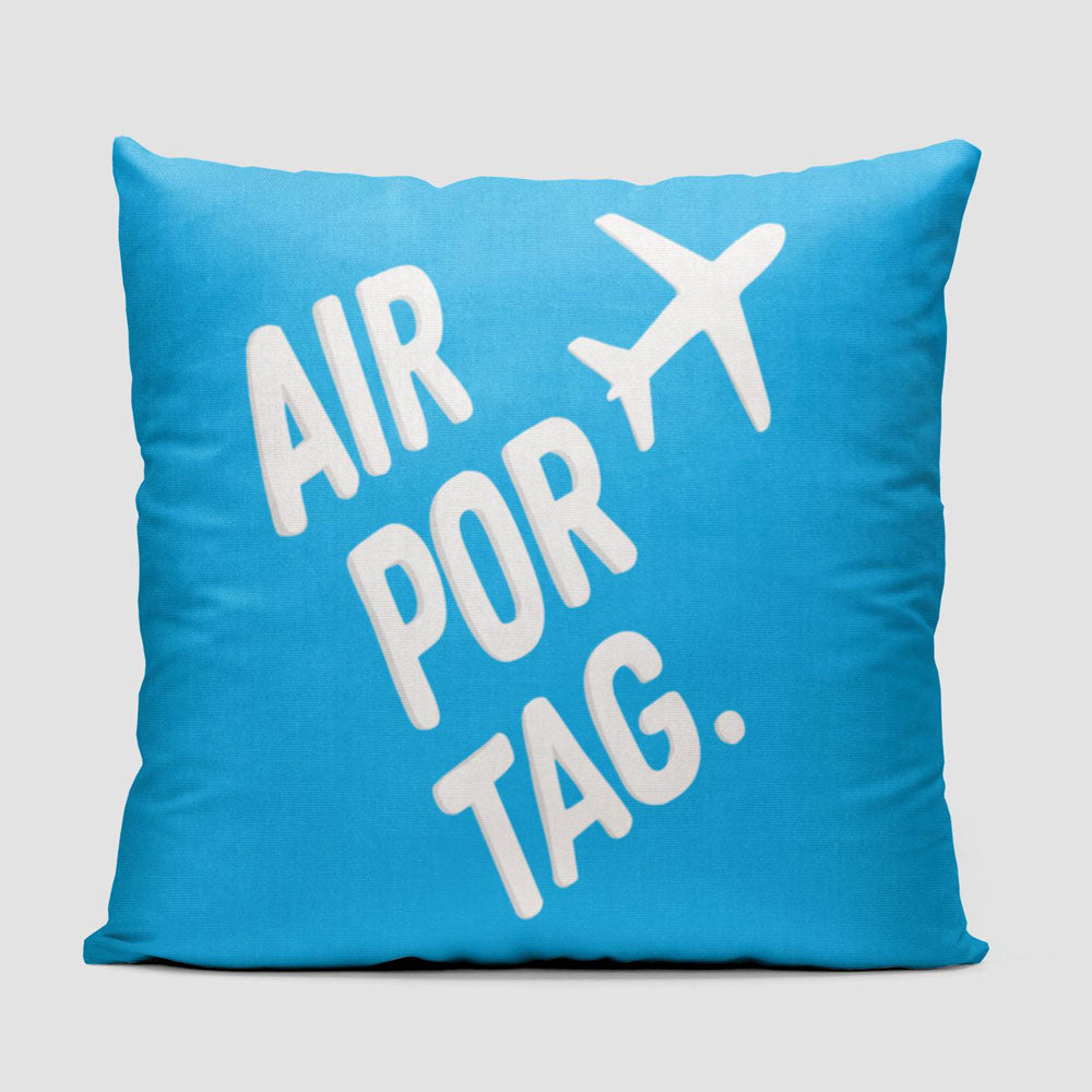 Airportag Plane Handmade Lettering - Throw Pillow