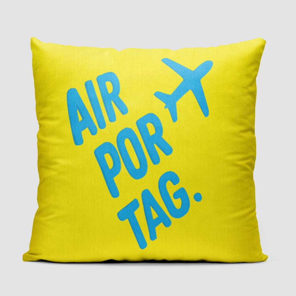 Airportag Plane Handmade Lettering - Throw Pillow
