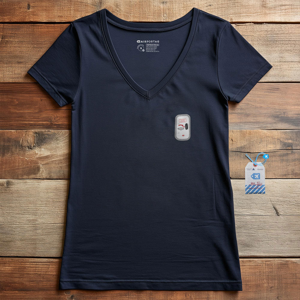 Airplane Door Tiny - Women's V-Neck T-Shirt