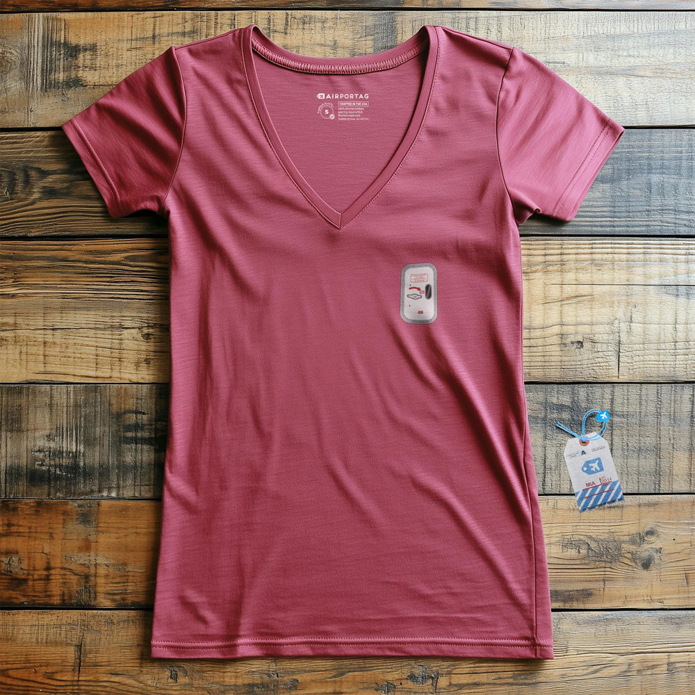 Airplane Door Tiny - Women's V-Neck T-Shirt