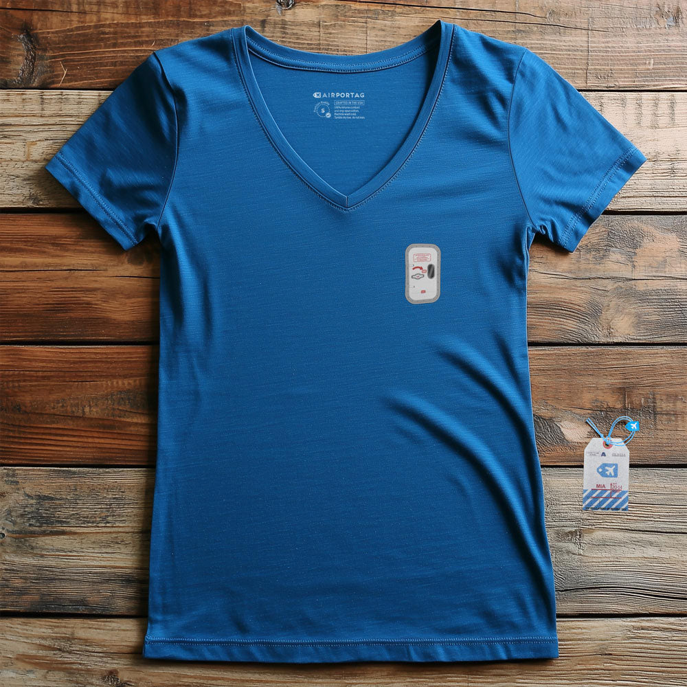 Airplane Door Tiny - Women's V-Neck T-Shirt