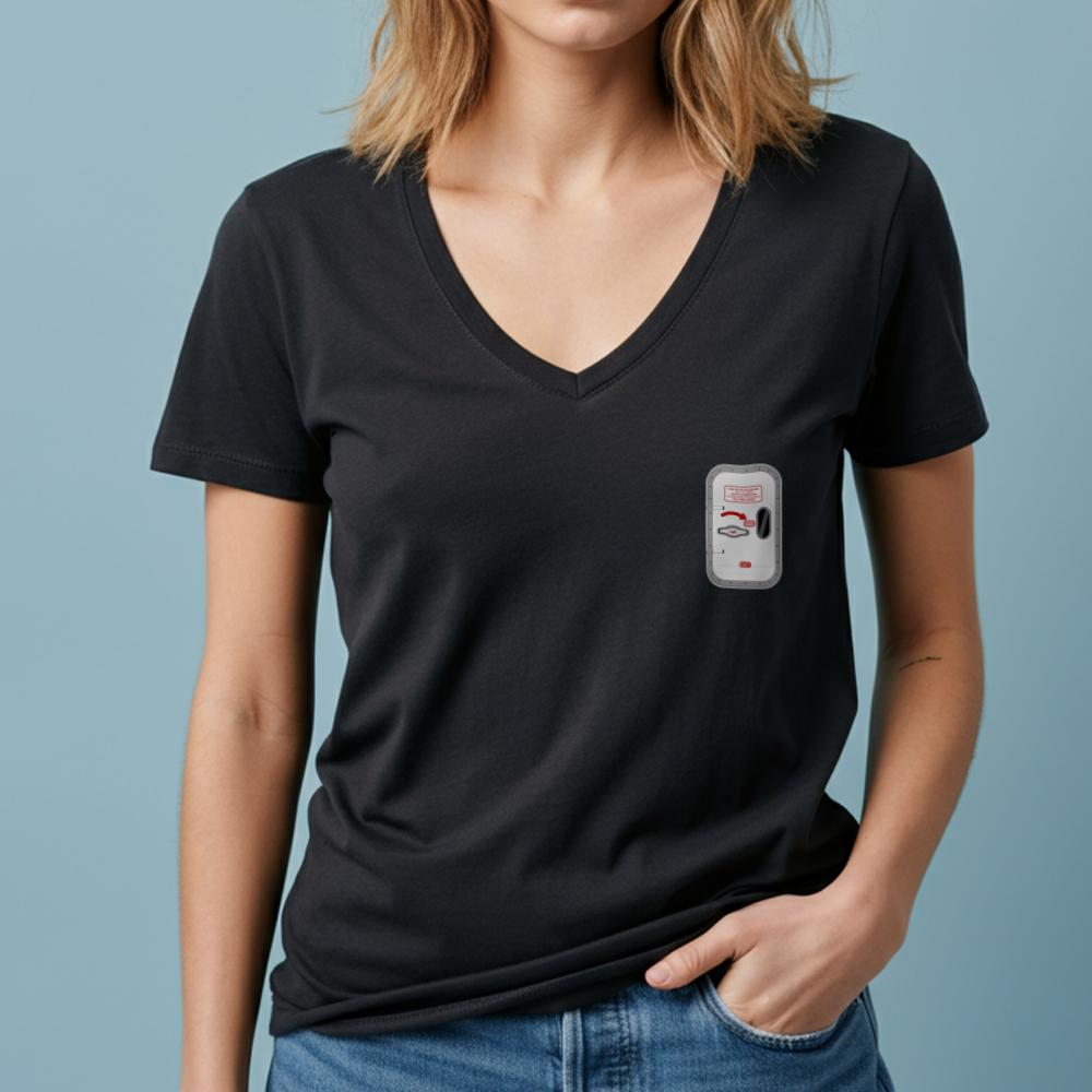 Airplane Door Tiny - Women's V-Neck T-Shirt