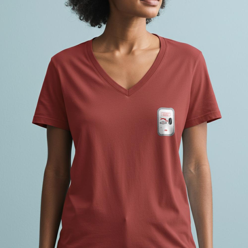 Airplane Door Tiny - Women's V-Neck T-Shirt