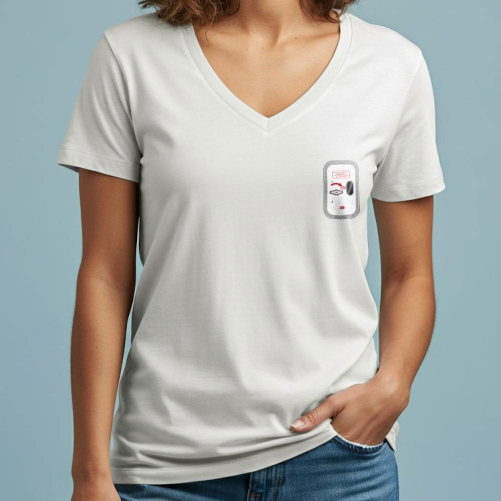 Airplane Door Tiny - Women's V-Neck T-Shirt