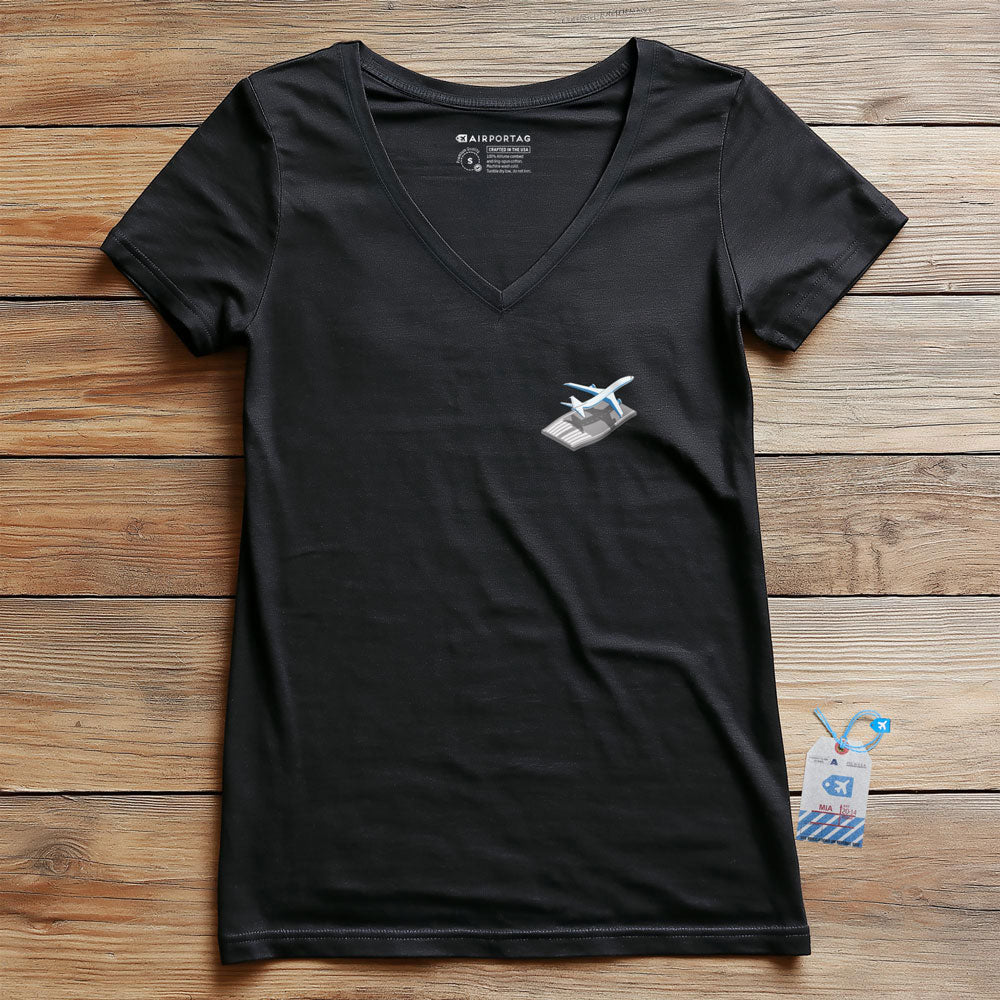 Airplane Runway Tiny - Women's V-Neck T-Shirt