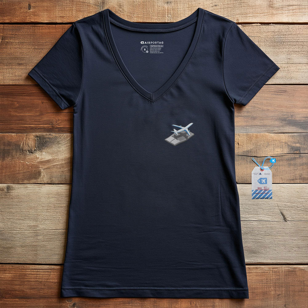 Airplane Runway Tiny - Women's V-Neck T-Shirt