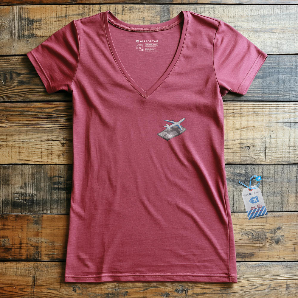 Airplane Runway Tiny - Women's V-Neck T-Shirt