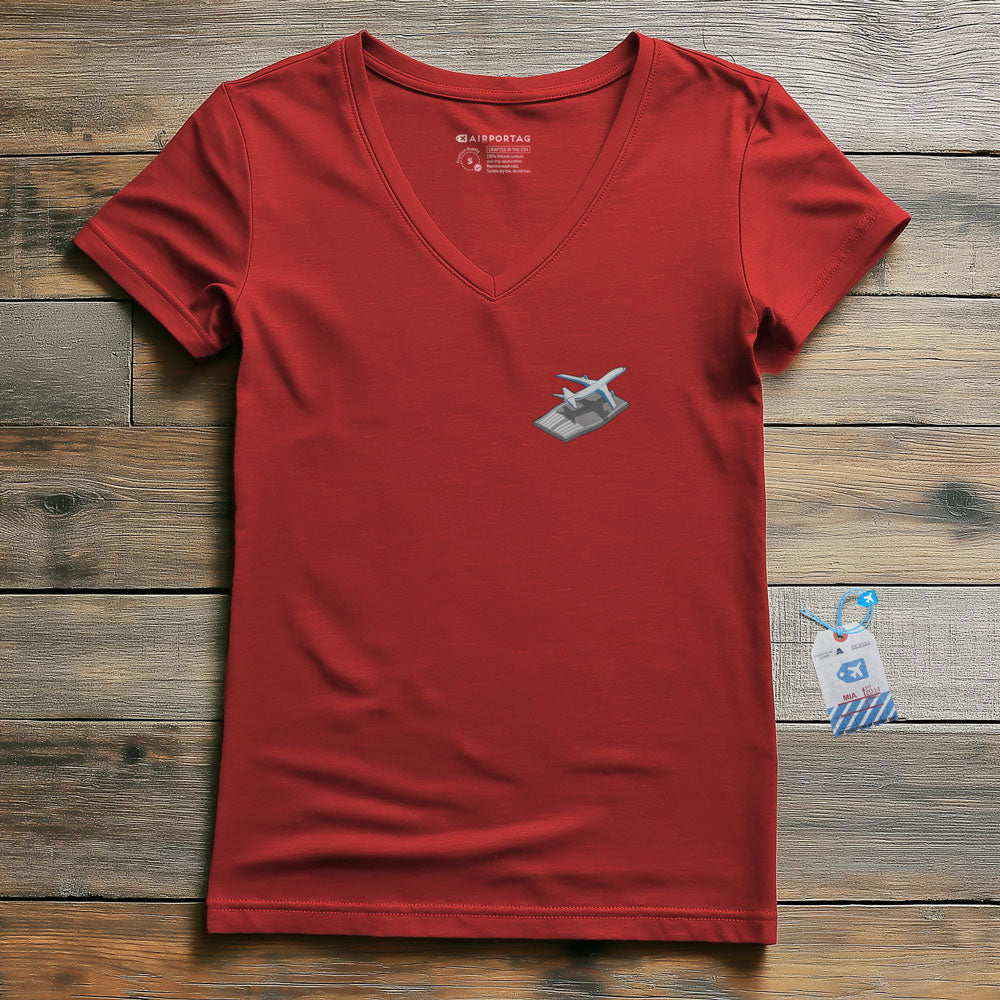 Airplane Runway Tiny - Women's V-Neck T-Shirt