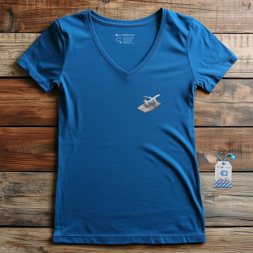 Airplane Runway Tiny - Women's V-Neck T-Shirt