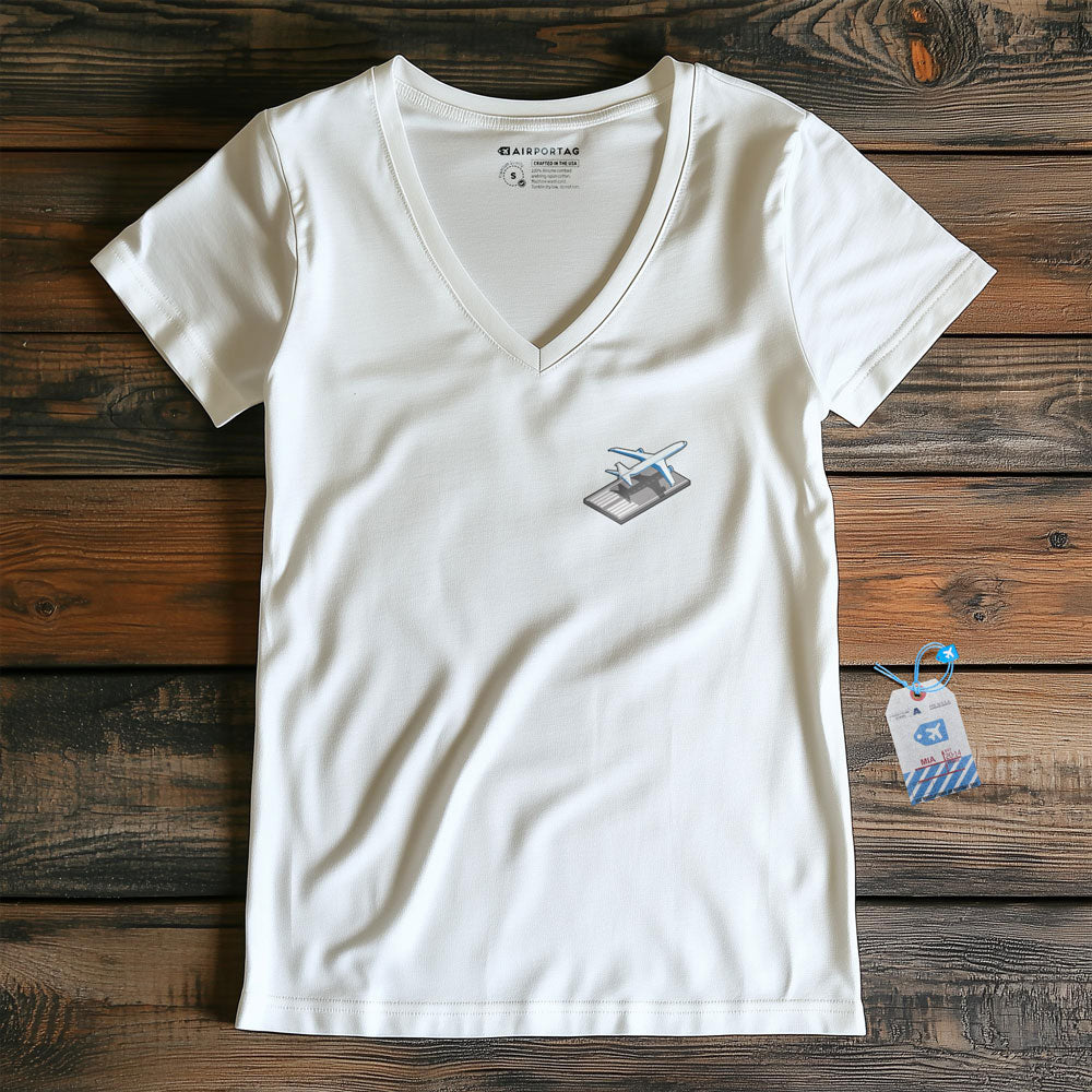 Airplane Runway Tiny - Women's V-Neck T-Shirt