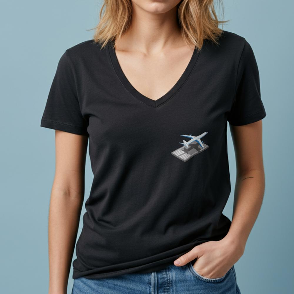 Airplane Runway Tiny - Women's V-Neck T-Shirt