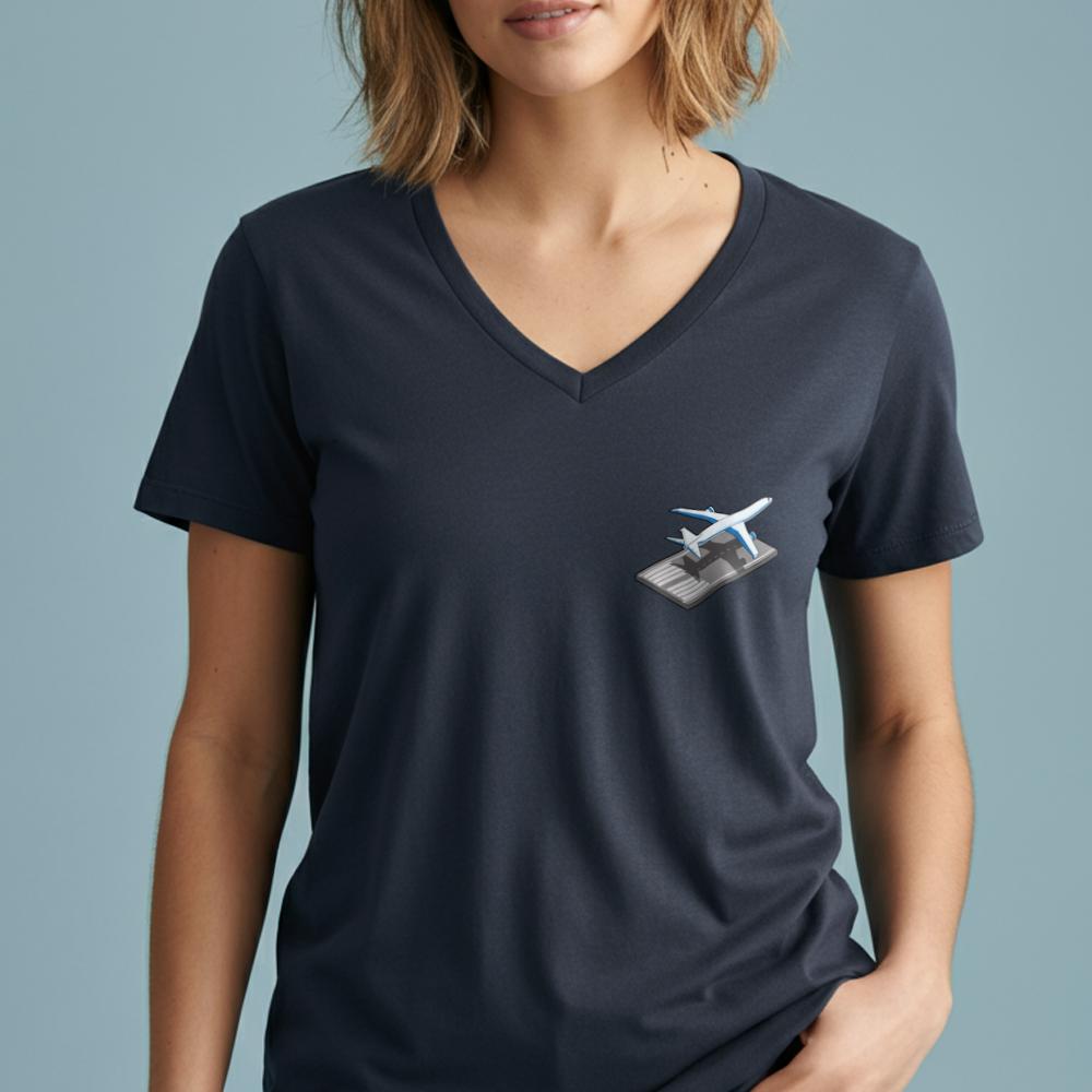 Airplane Runway Tiny - Women's V-Neck T-Shirt