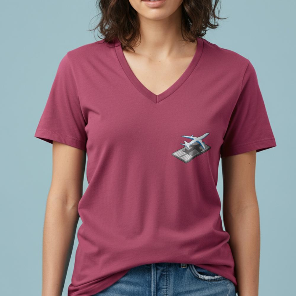 Airplane Runway Tiny - Women's V-Neck T-Shirt