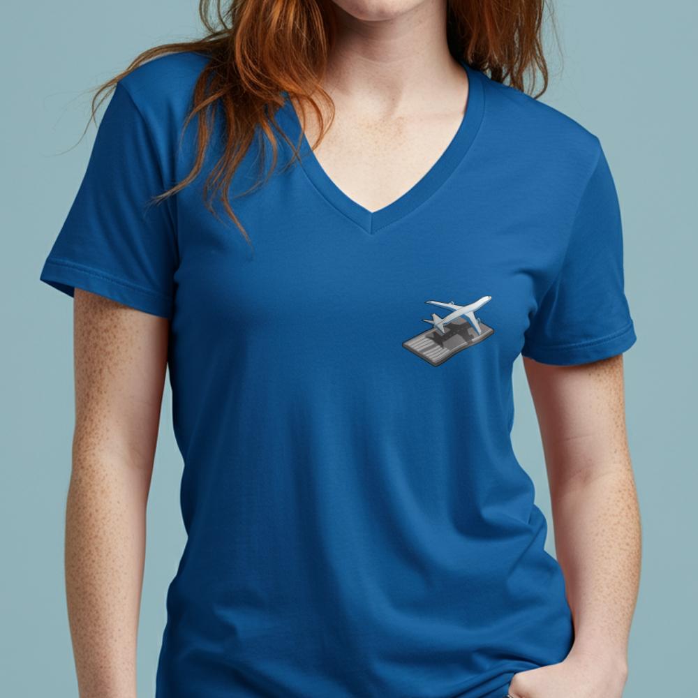 Airplane Runway Tiny - Women's V-Neck T-Shirt