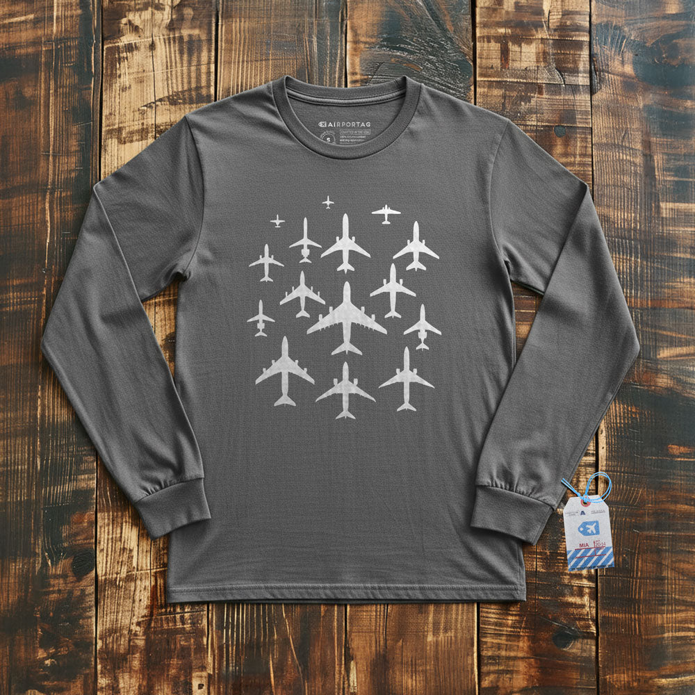 Airplane Silhouettes - Long Sleeve T-Shirt