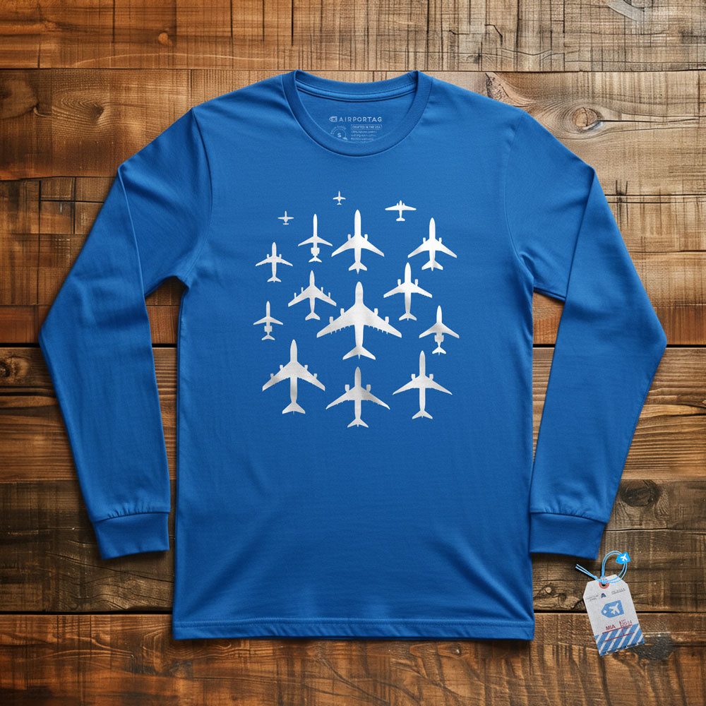 Airplane Silhouettes - Long Sleeve T-Shirt