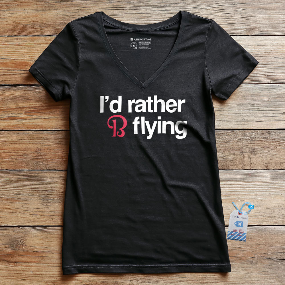 Beechcraft Rather be Flying - Women's V-Neck T-Shirt