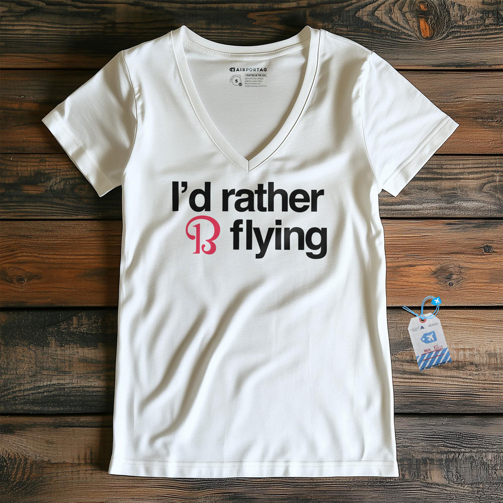 Beechcraft Rather be Flying - Women's V-Neck T-Shirt