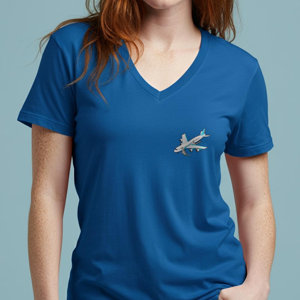 Boarding Plane Tiny - Women's V-Neck T-Shirt