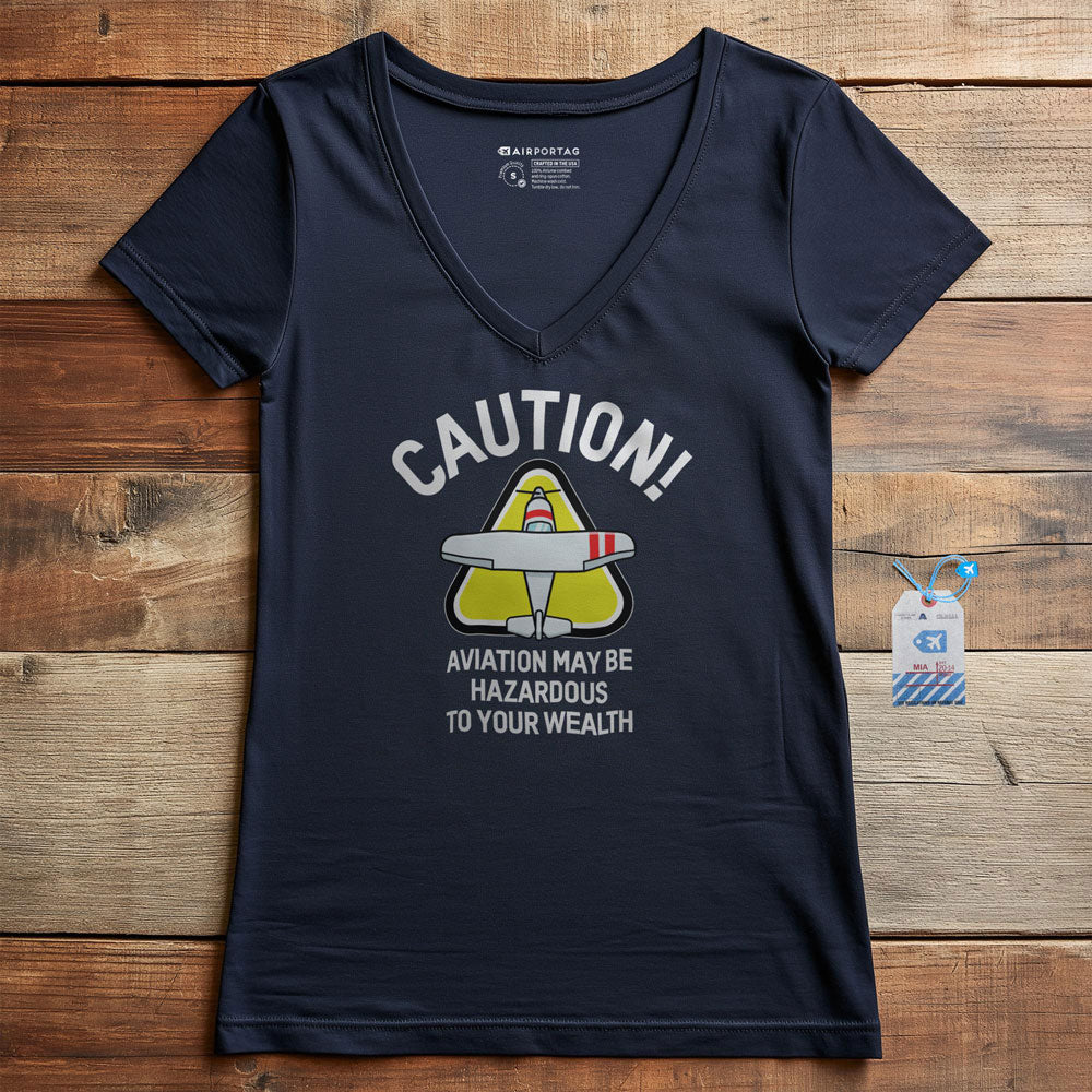 Caution Wealth - Women's V-Neck T-Shirt