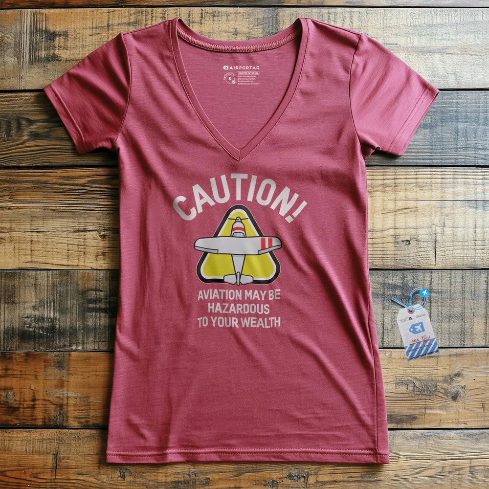 Caution Wealth - Women's V-Neck T-Shirt