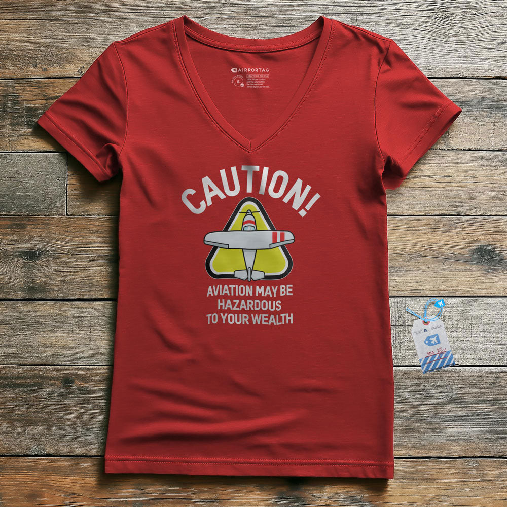 Caution Wealth - Women's V-Neck T-Shirt