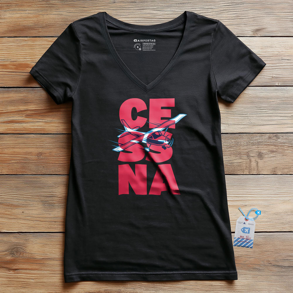 Cessna Letters - Women's V-Neck T-Shirt