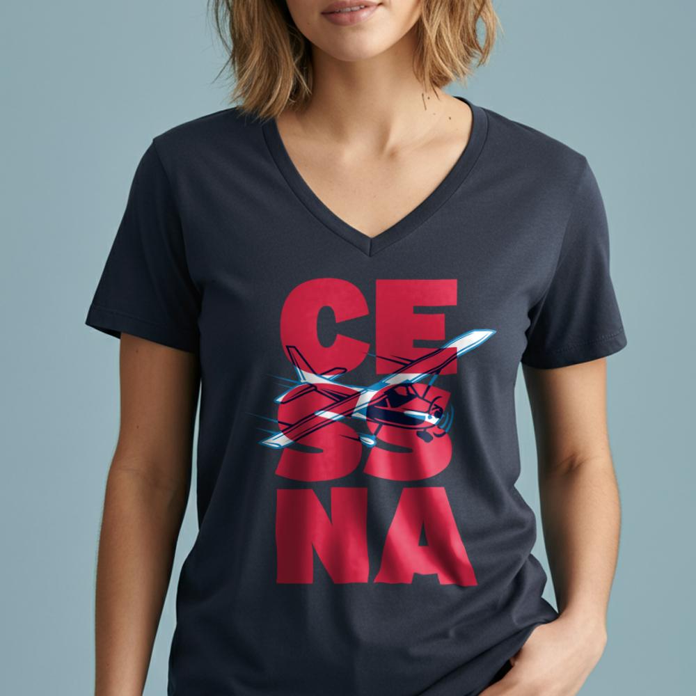 Cessna Letters - Women's V-Neck T-Shirt