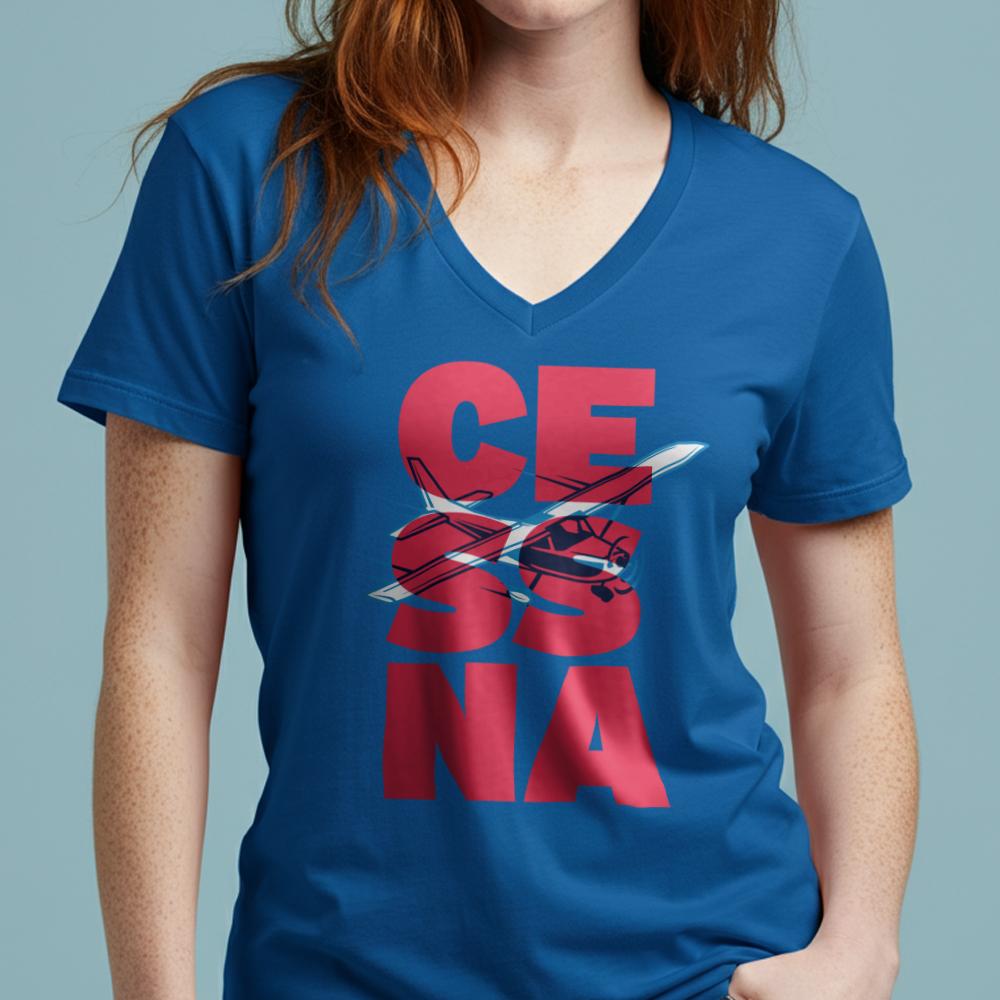 Cessna Letters - Women's V-Neck T-Shirt