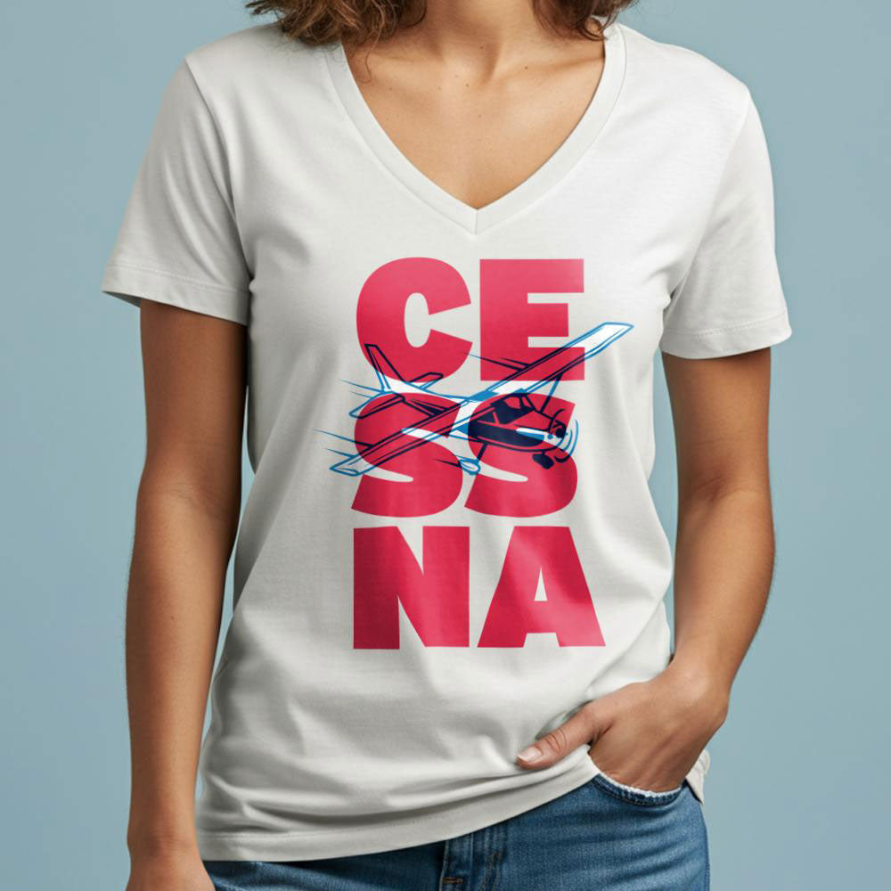 Cessna Letters - Women's V-Neck T-Shirt