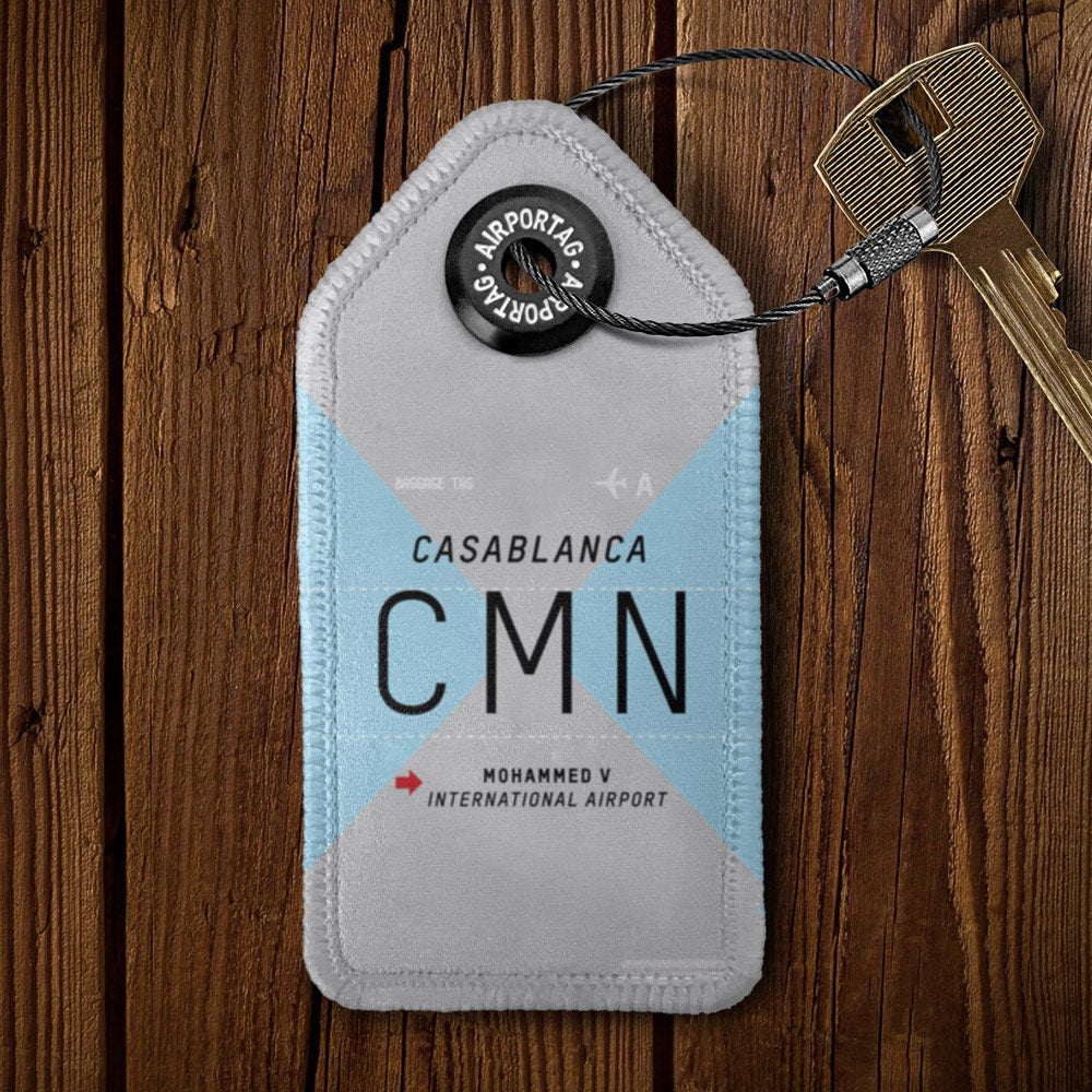 CMN - Mohammed V Intl Airport - Casablanca, Morocco - Leather Keychain