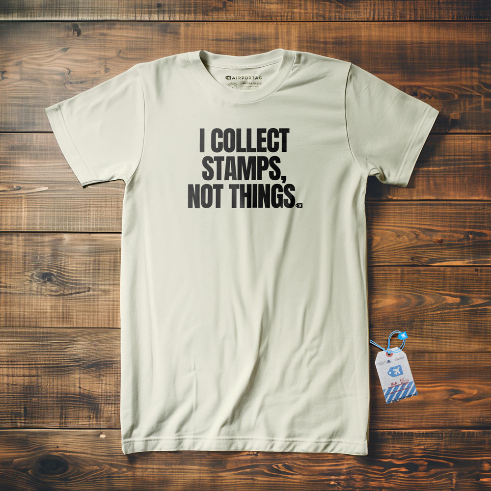 I Collect Stamps, Not Things - T-Shirt - Vintage White