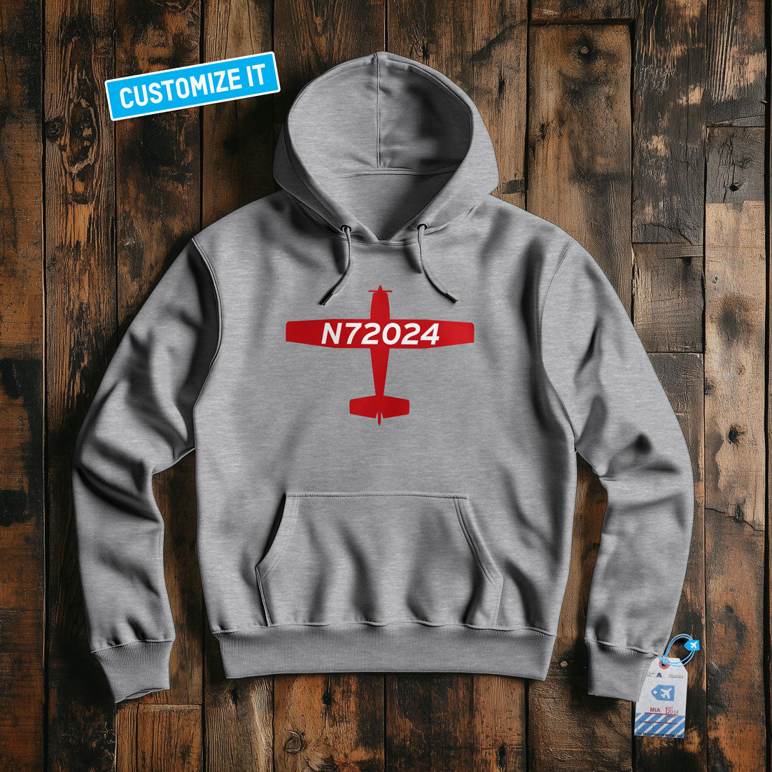 Custom Airplane Tail Number - Pullover Hoodie