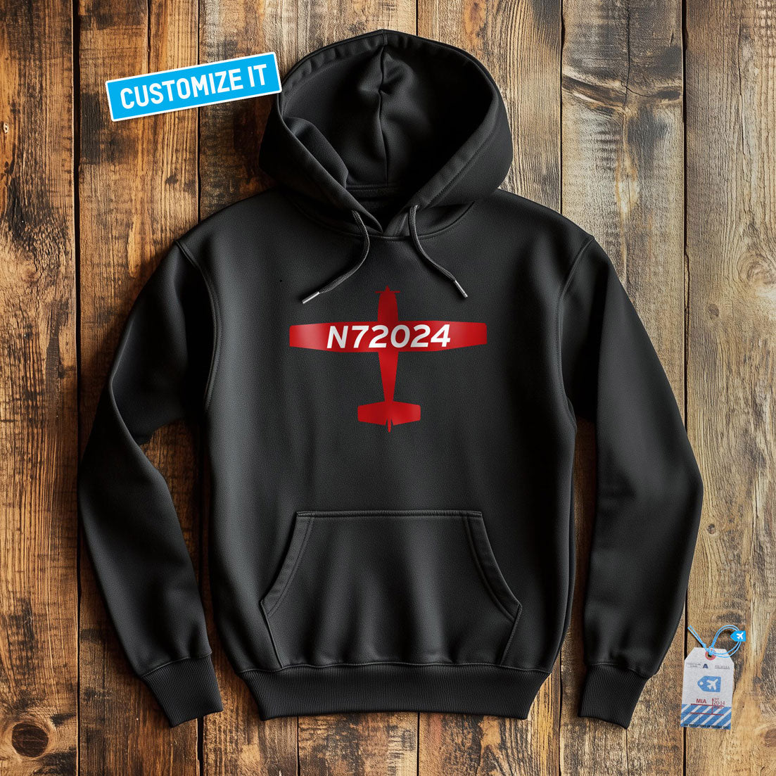 Custom Airplane Tail Number - Pullover Hoodie