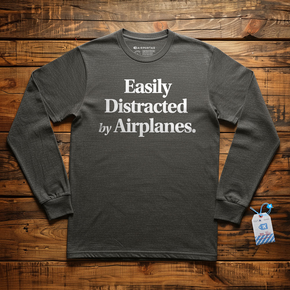 Easily Distracted by Airplanes - Long Sleeve T-Shirt