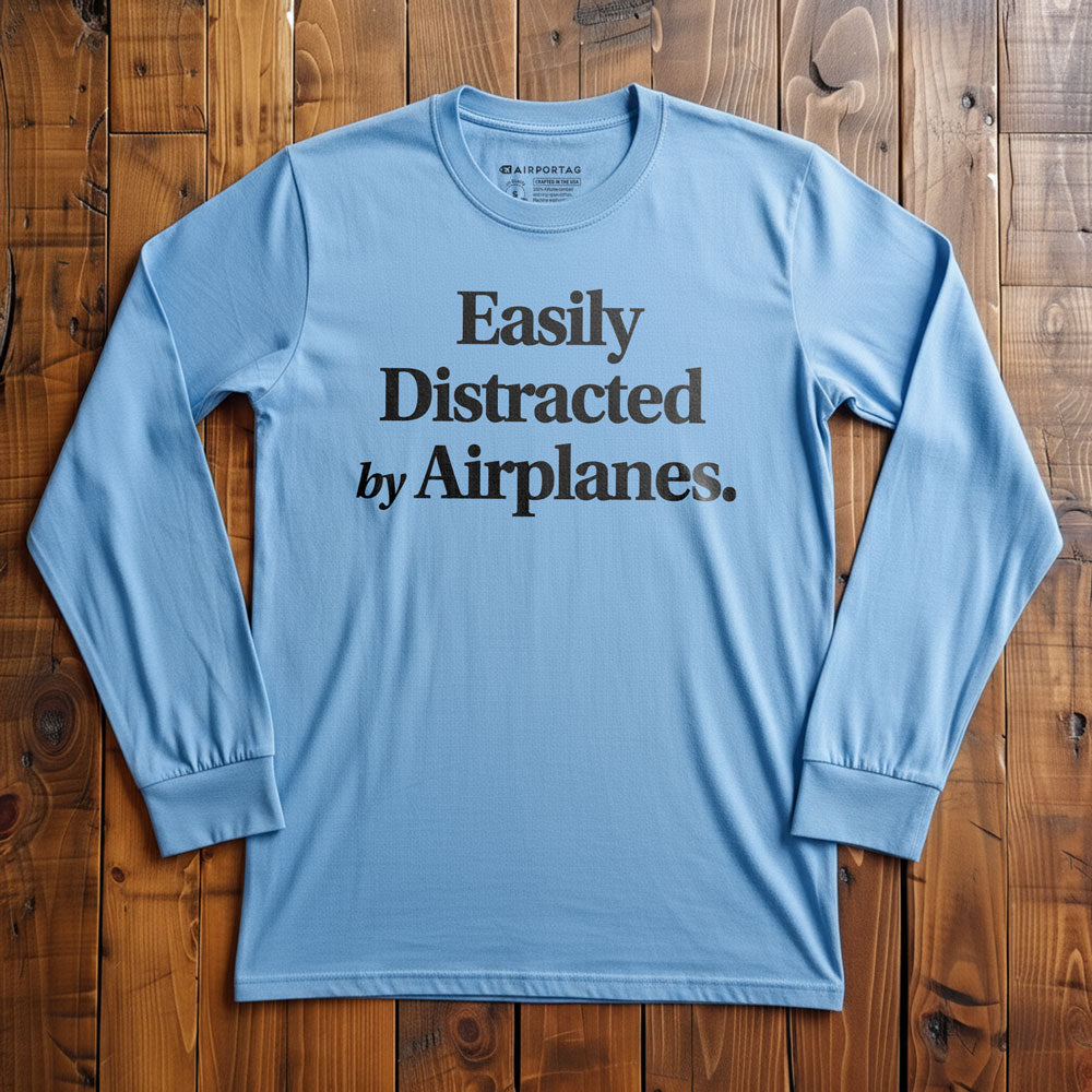 Easily Distracted by Airplanes - Long Sleeve T-Shirt