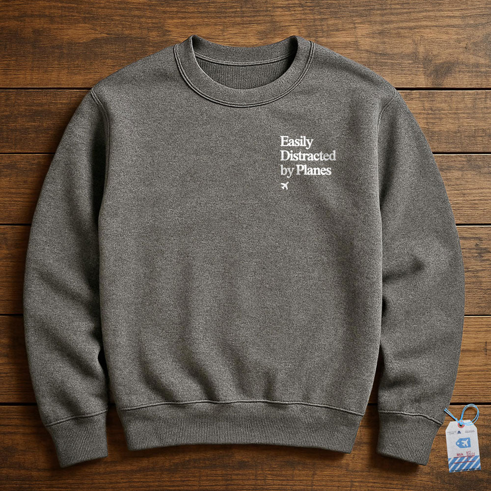 Distracted Planes Pocket - Sweatshirt - Dark Grey Heather