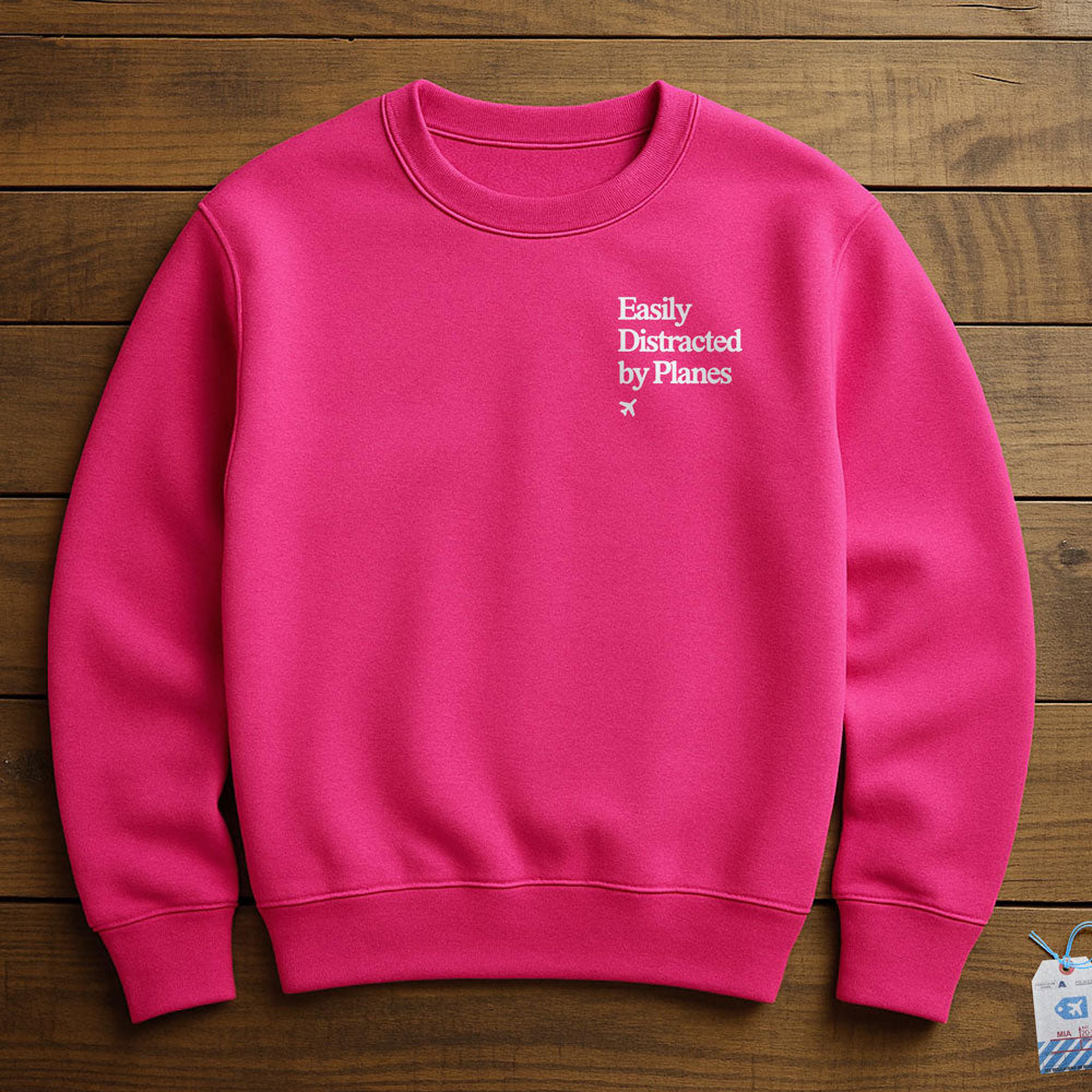 Distracted Planes Pocket - Sweatshirt - Pink