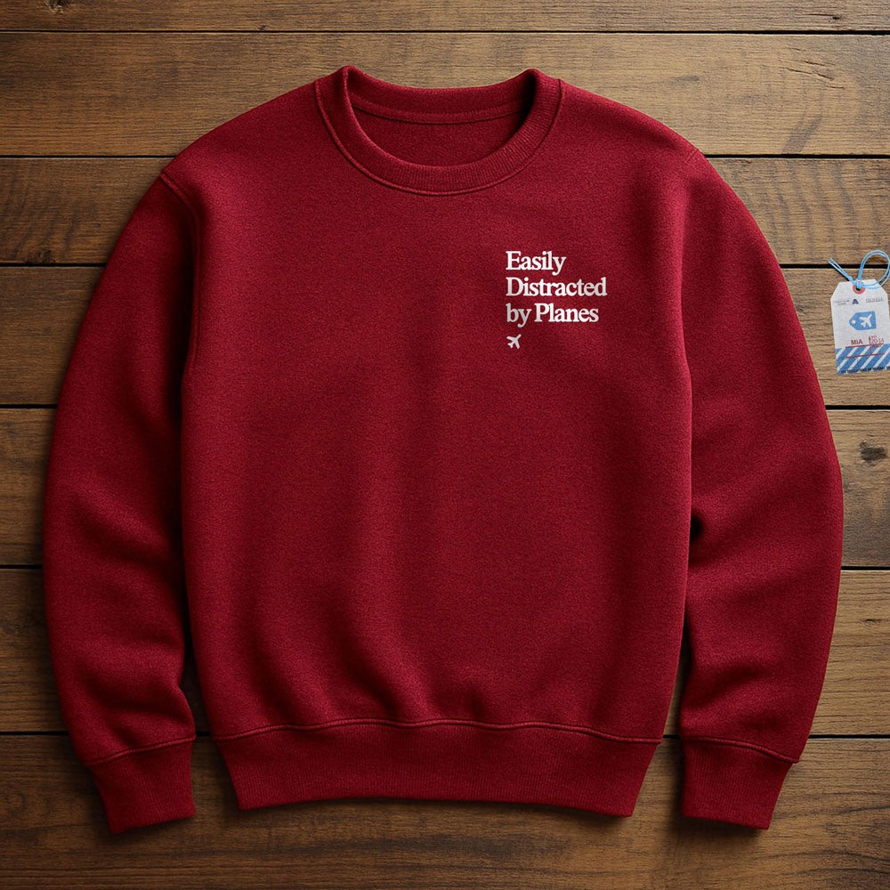Distracted Planes Pocket - Sweatshirt - Red