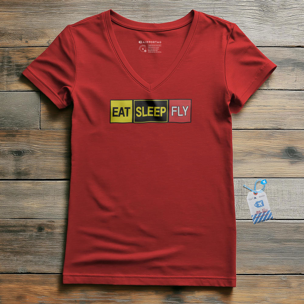 Eat Sleep Fly - Women's V-Neck T-Shirt