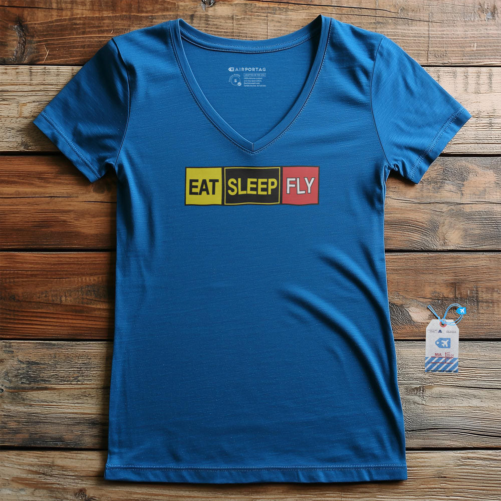 Eat Sleep Fly - Women's V-Neck T-Shirt