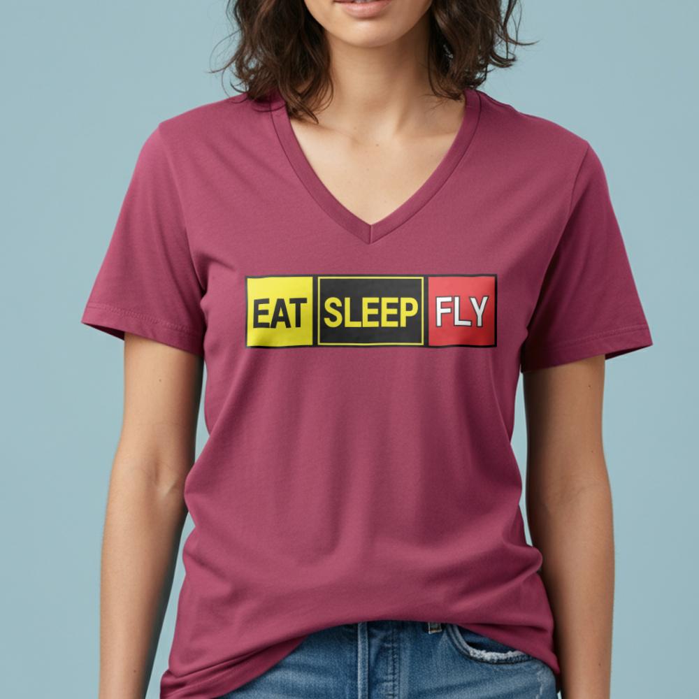 Eat Sleep Fly - Women's V-Neck T-Shirt