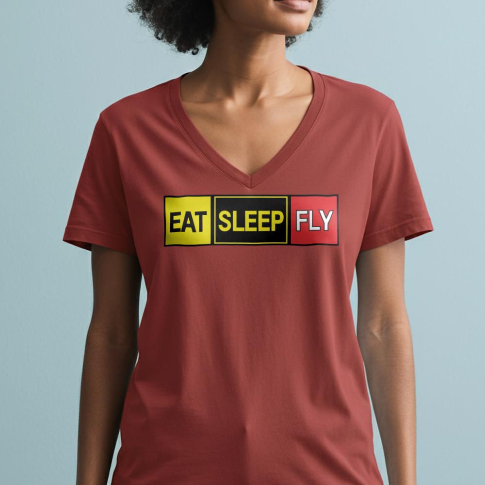 Eat Sleep Fly - Women's V-Neck T-Shirt