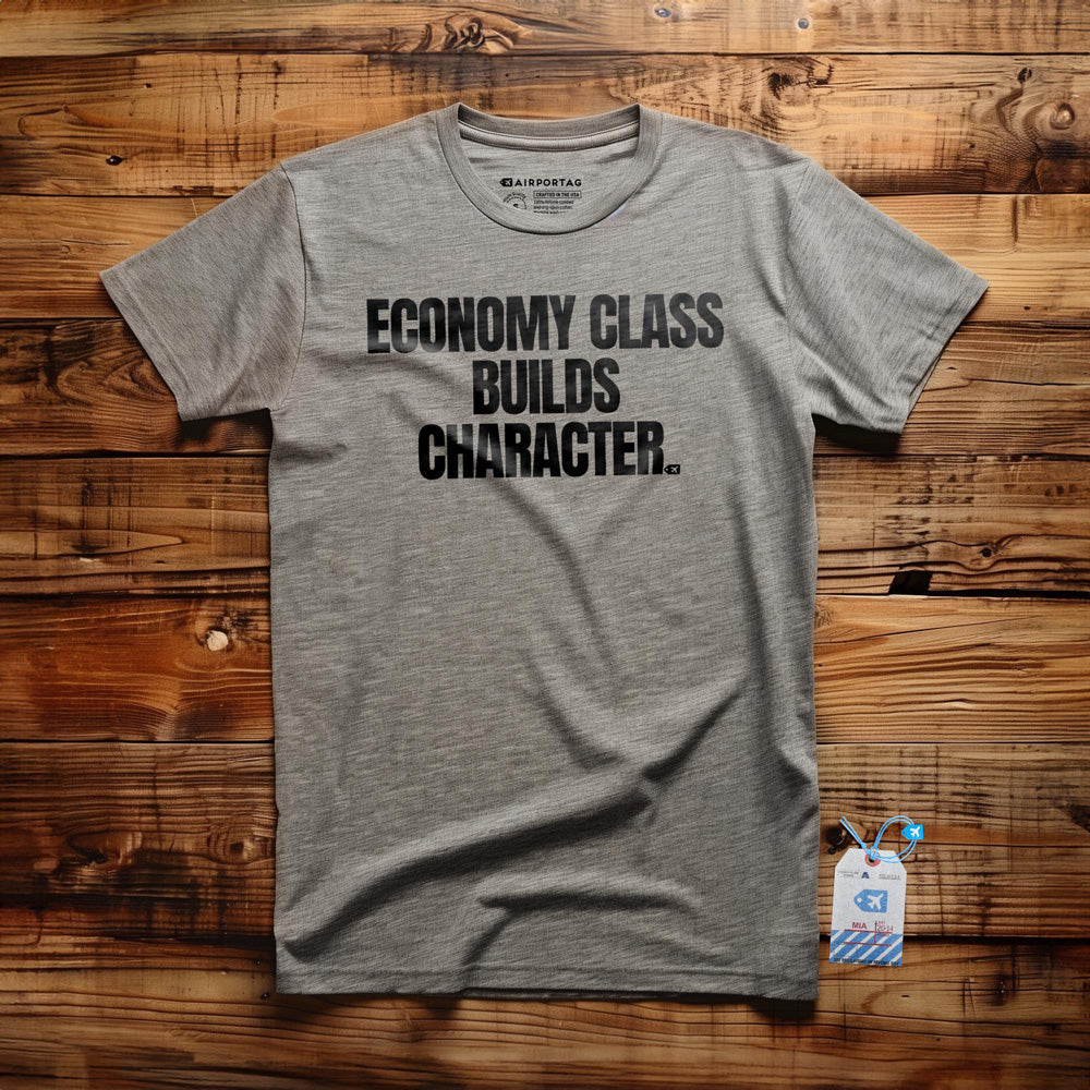 Economy Class Builds Character - T-Shirt - Athletic Heather