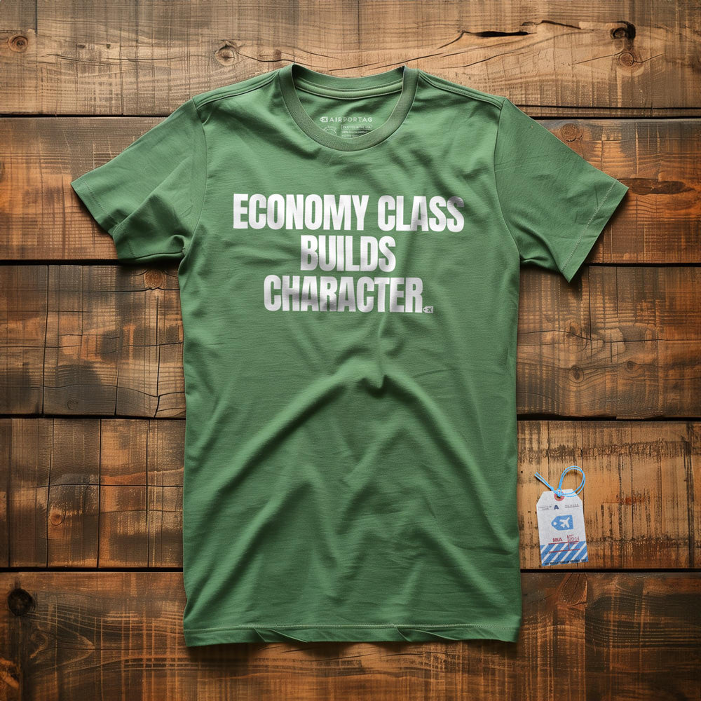 Economy Class Builds Character - T-Shirt - Green