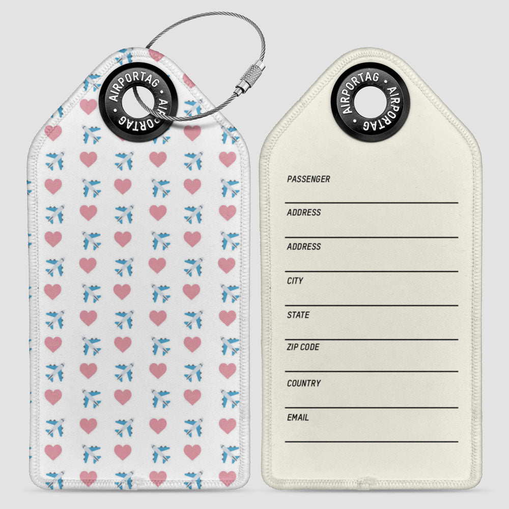Emoji Heart Plane - Luggage Tag